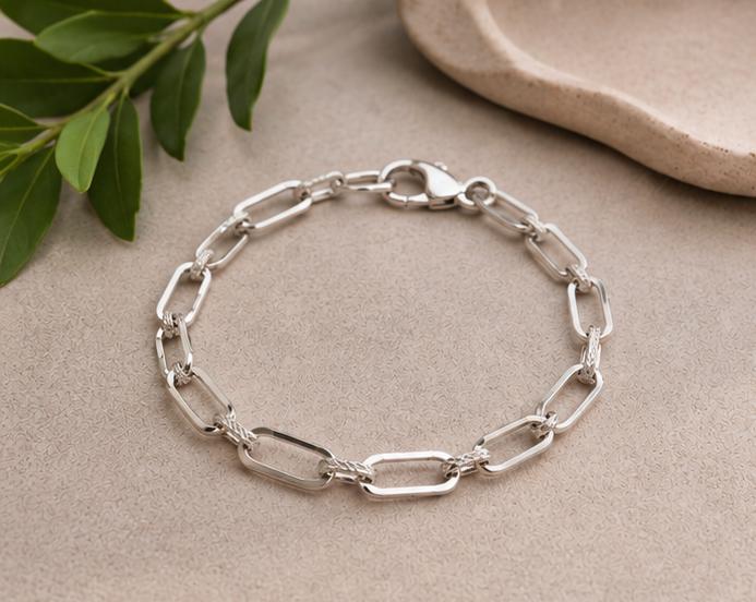 Silver Paperclip Link Bracelet