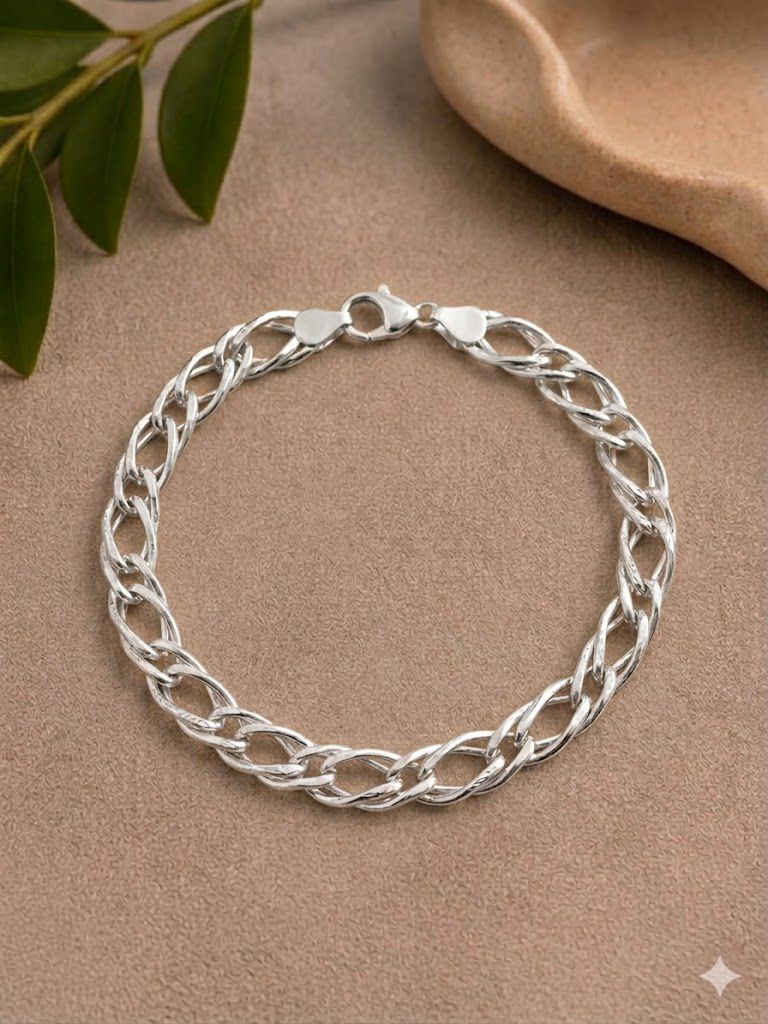 Sterling silver Interlocking Ribbon Link Bracelet