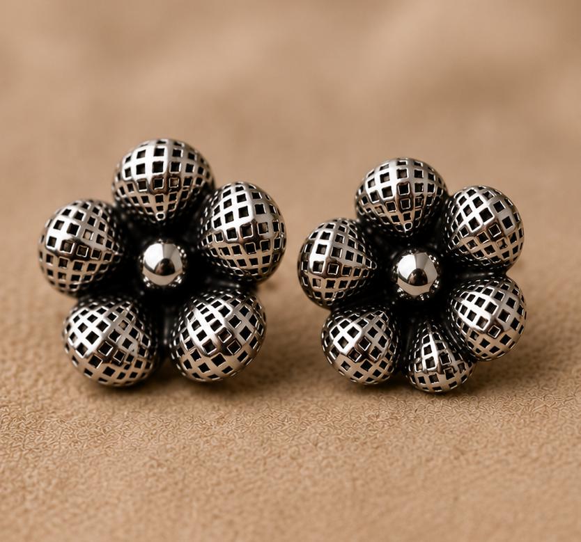 Silver Flower Studs