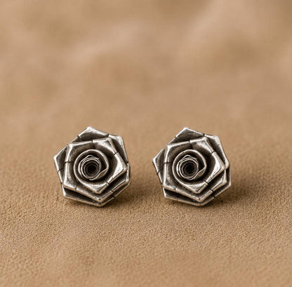 Silver Rose Studs