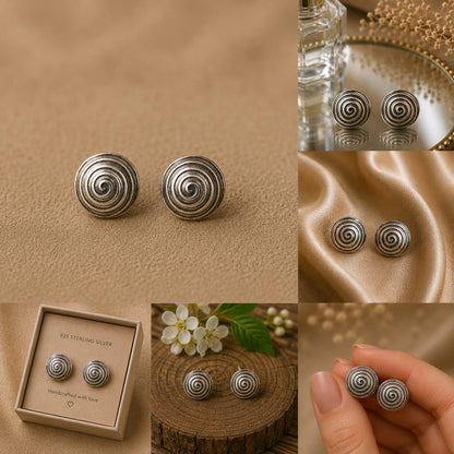 Silver Spiral Studs