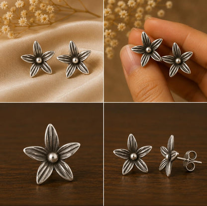 92.5 Silver Jasmine Flower Studs