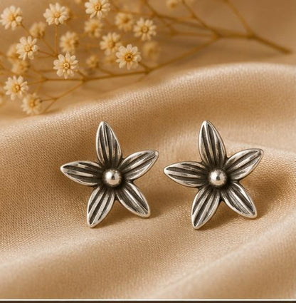 92.5 Silver Jasmine Flower Studs