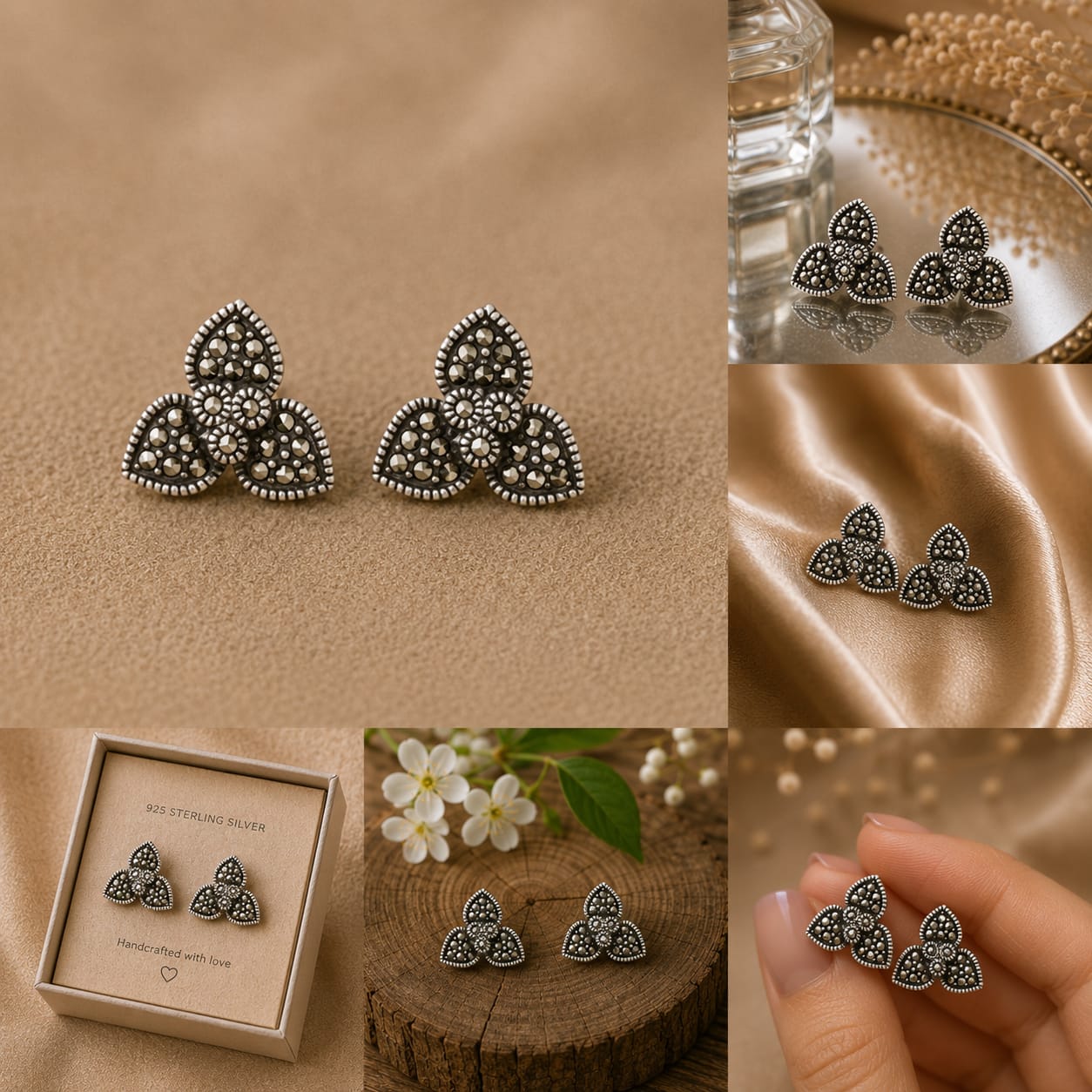 Silver Floral Studs