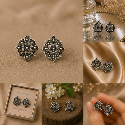 Silver Mandala Studs