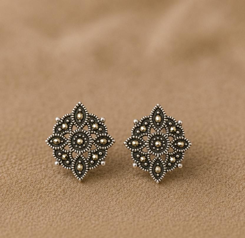 Silver Mandala Studs