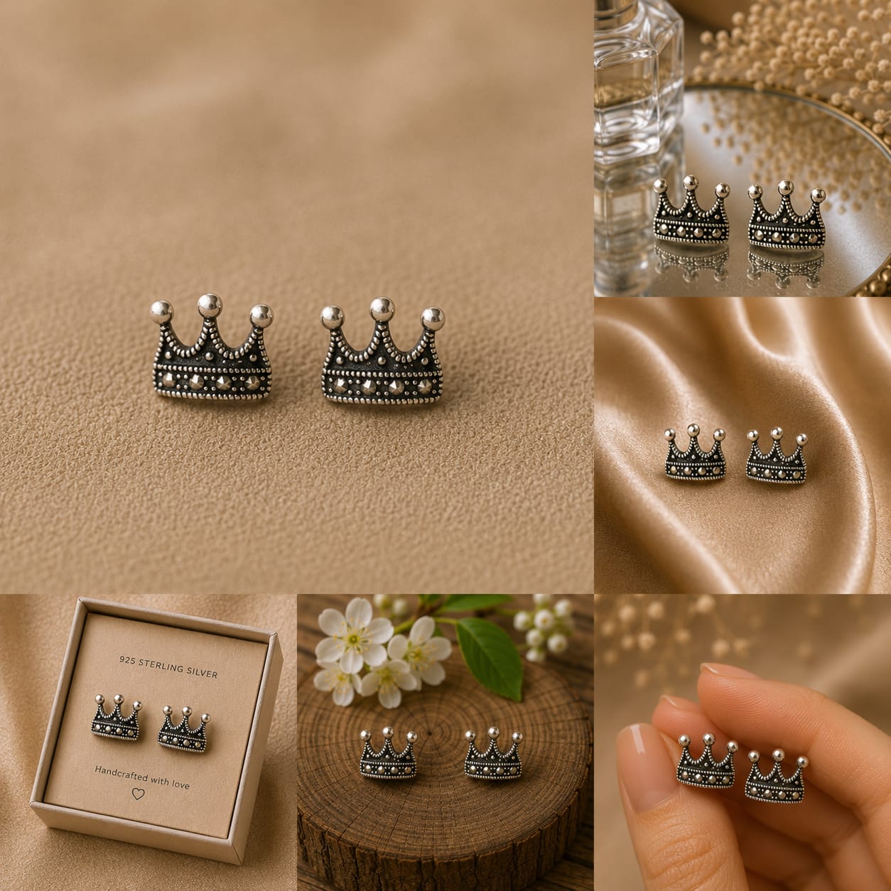 Silver Crown Studs