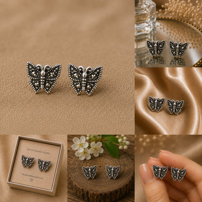 Silver Butterfly Studs