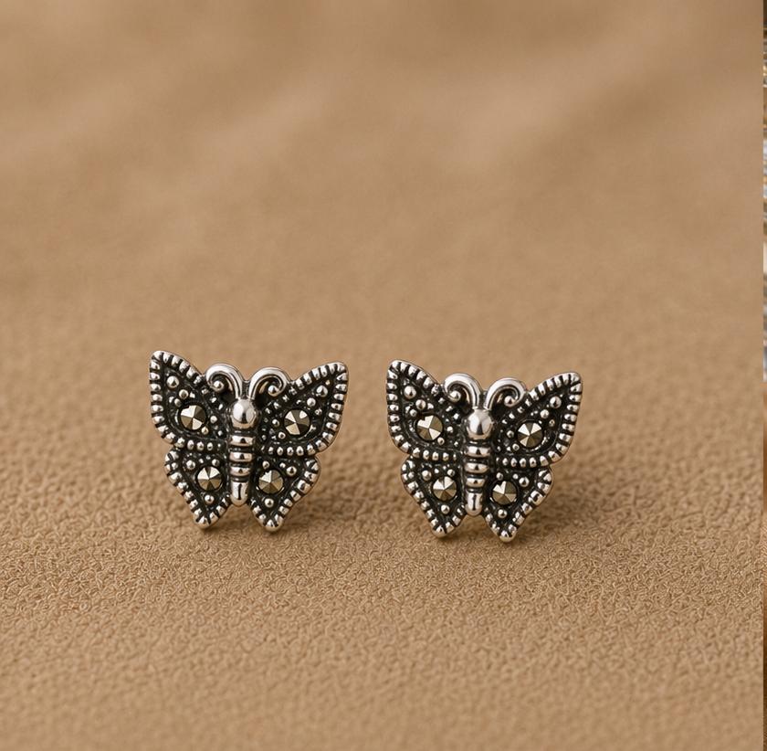 Silver Butterfly Studs