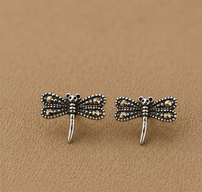 Silver Dragonfly Studs