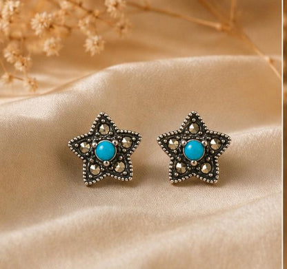 92.5 Silver Turquoise Star Studs