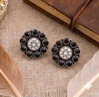 92.5 Sterling Silver Black Studs