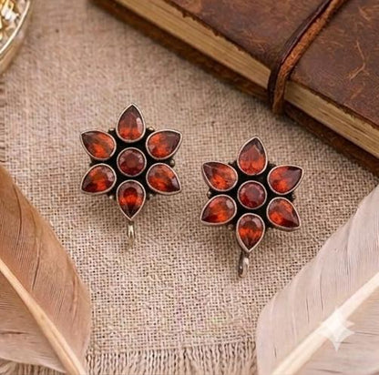 92.5 Sterling Silver Ruby-Red Studs