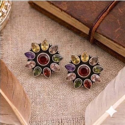 92.5 Sterling Silver Multicolor Studs