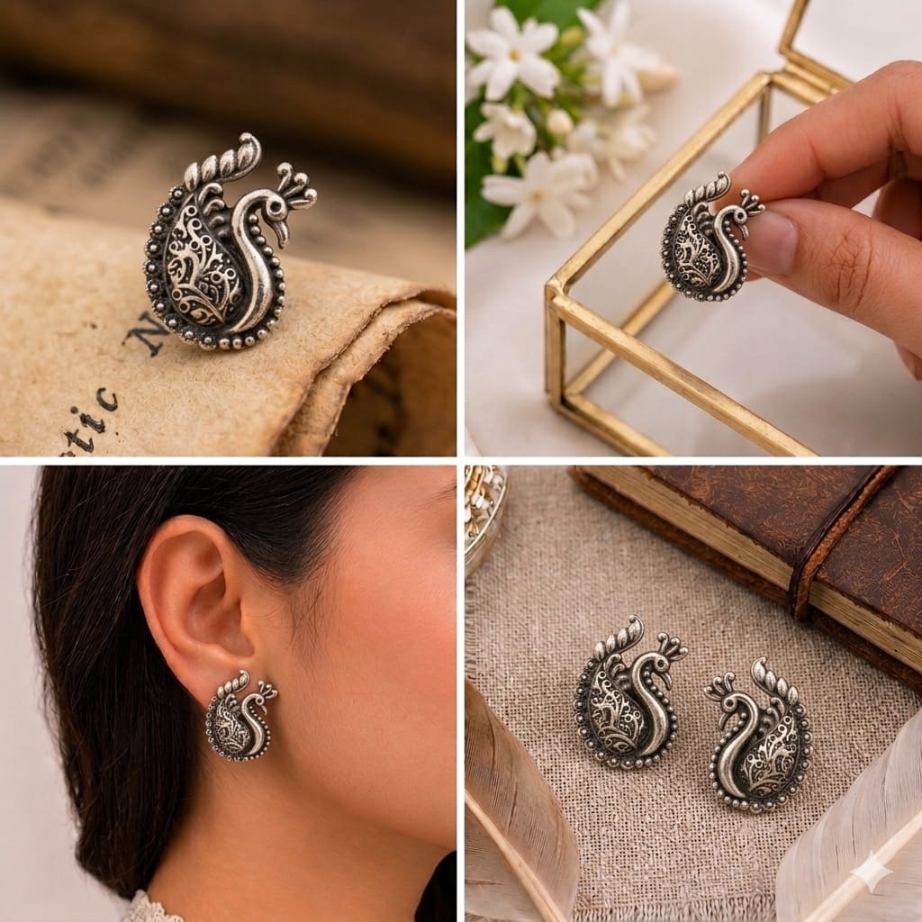 Sterling Silver Peacock Studs