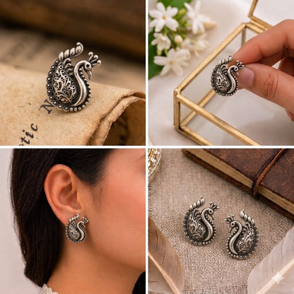 Sterling Silver Peacock Studs
