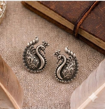 Sterling Silver Peacock Studs