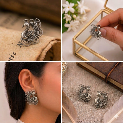 Sterling Silver Peacock Studs