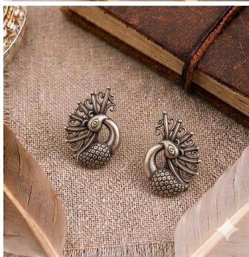 Sterling Silver Peacock Studs