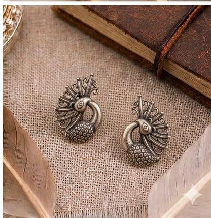 Sterling Silver Peacock Studs