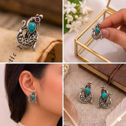 Peacock Sterling Silver Studs
