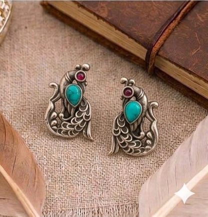 Peacock Sterling Silver Studs