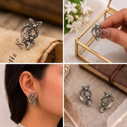 Sterling Silver Marcasite Floral Studs