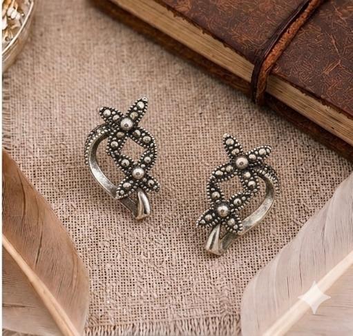 Sterling Silver Marcasite Floral Studs