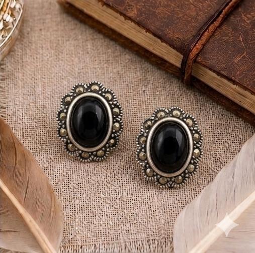 Sterling Silver Marcasite Floral Studs