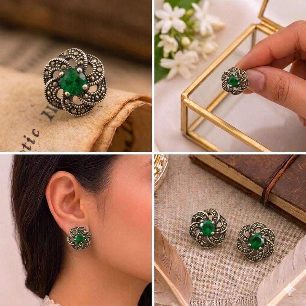 Floral Marcasite Studs