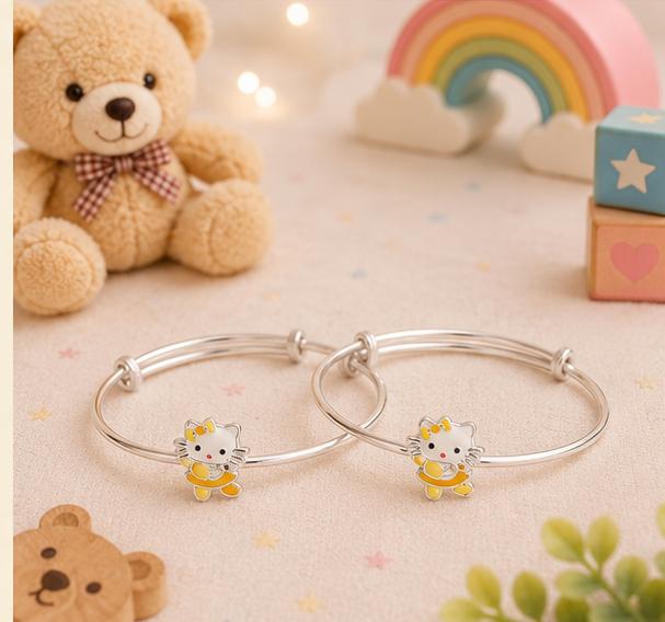 Hello Kitty Charm 92.5 Sterling Silver Kada Set