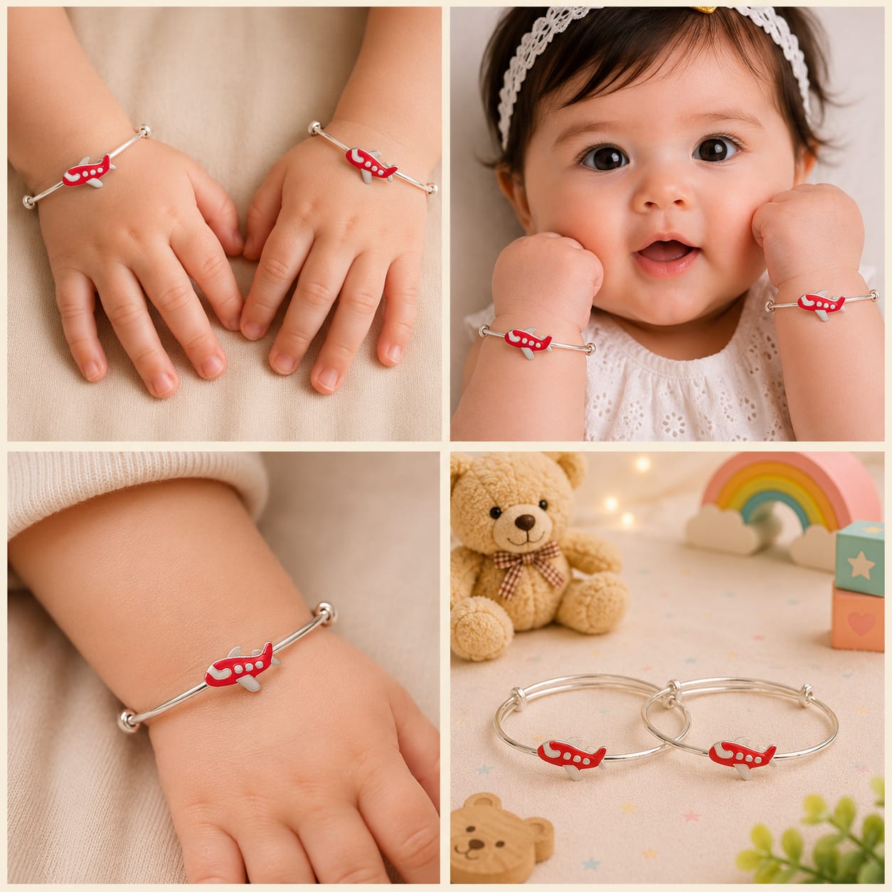Airplane Charm 92.5 Sterling Silver Kada Set