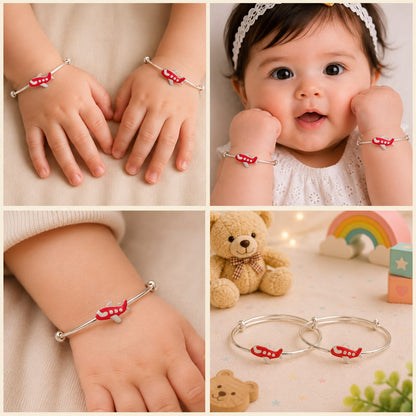Airplane Charm 92.5 Sterling Silver Kada Set