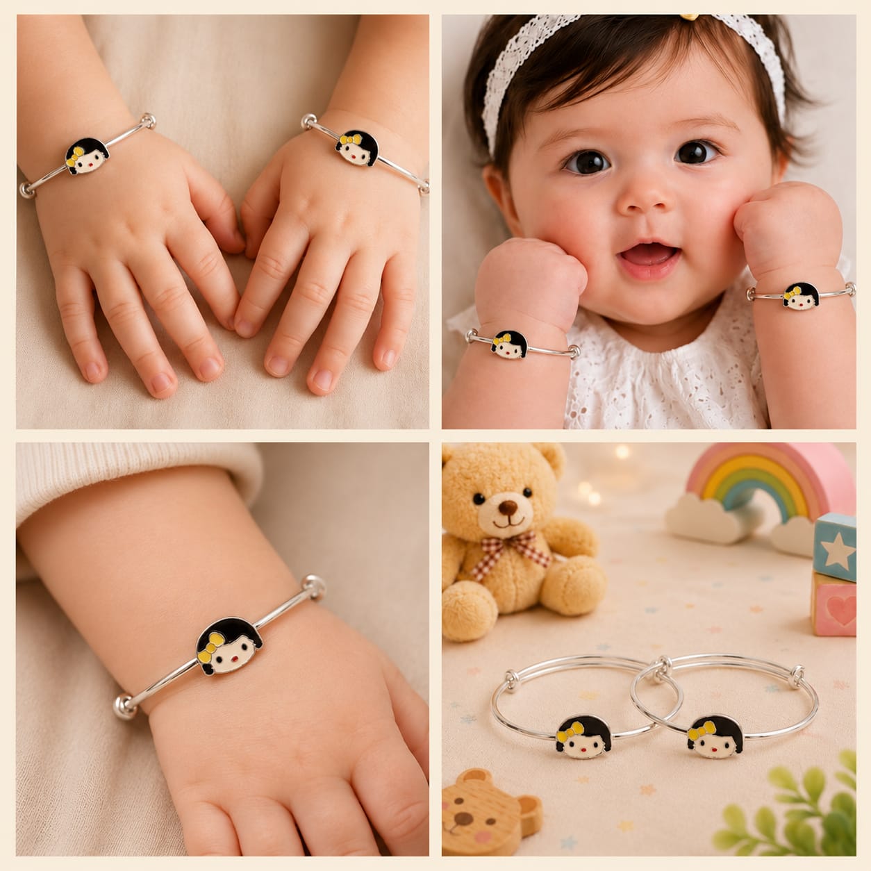 Girl Charm 92.5 Sterling Silver Kada Set