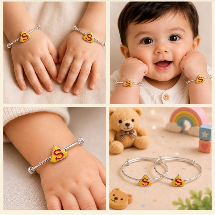 "S" Charm 92.5 Sterling Silver Kada Set