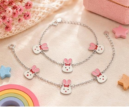 92.5 Sterling Silver Kids' Bunny Anklets