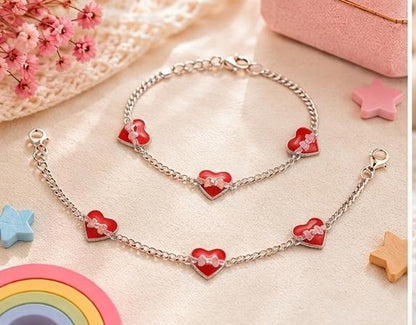 92.5 Sterling Silver Kids' Heart Anklets