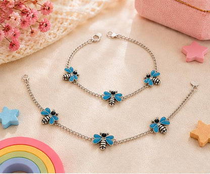 92.5 Sterling Silver Kids' Bumblebee Anklets