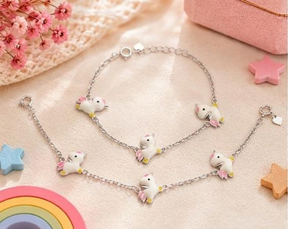 92.5 Sterling Silver Kids' Unicorn Anklets