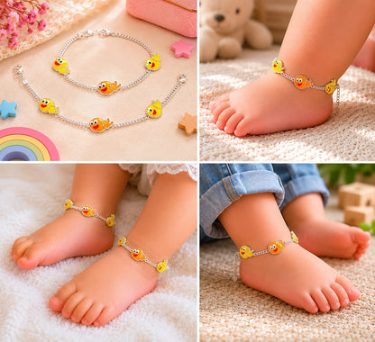 92.5 Sterling Silver Kids' Emoji Anklets