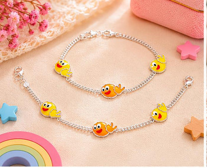 92.5 Sterling Silver Kids' Emoji Anklets