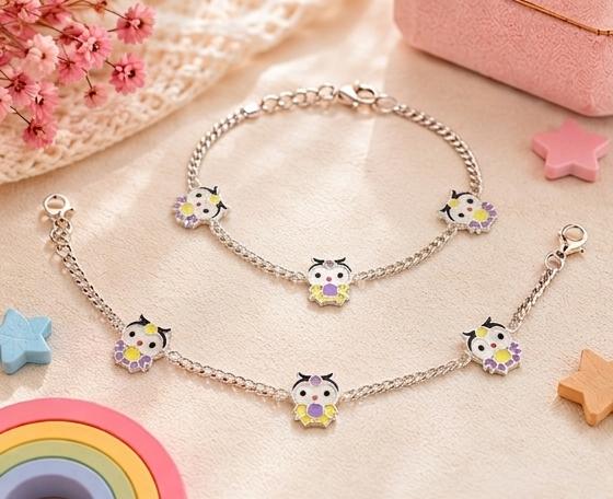 92.5 Sterling Silver Kids' Owl Anklets