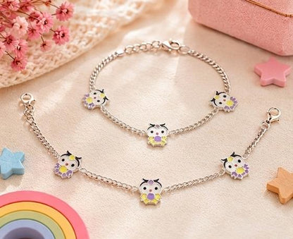 92.5 Sterling Silver Kids' Owl Anklets