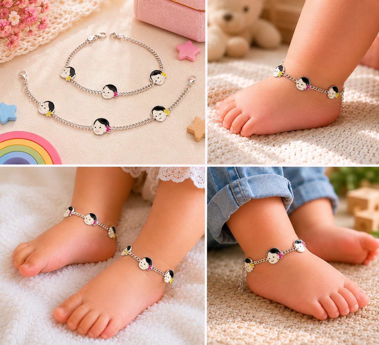 92.5 Sterling Silver Kids' Character Anklets