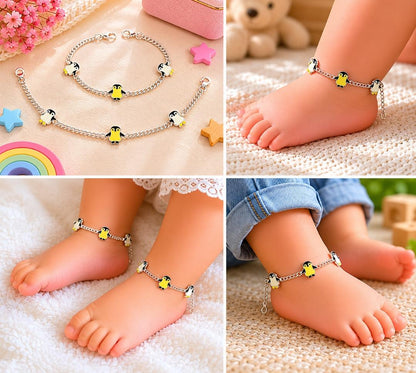92.5 Sterling Silver Kids' Penguin Anklets