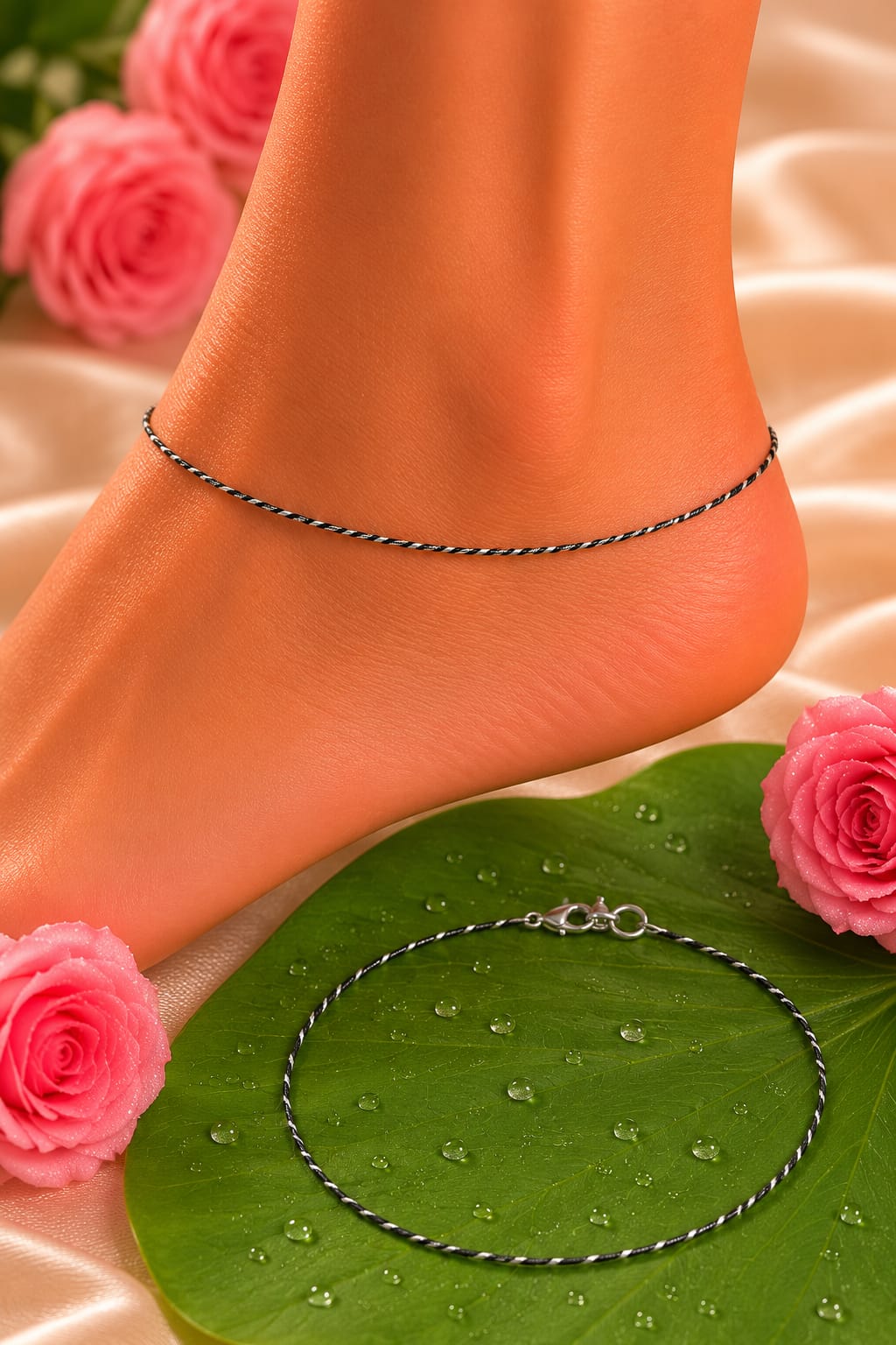 92.5 Sterling Silver Sleek Twisted Anklets