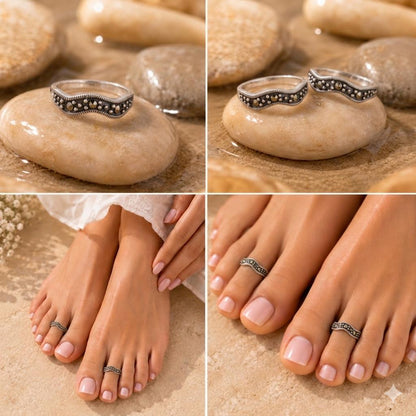 92.5 Sterling Silver Marcasite Toe Rings