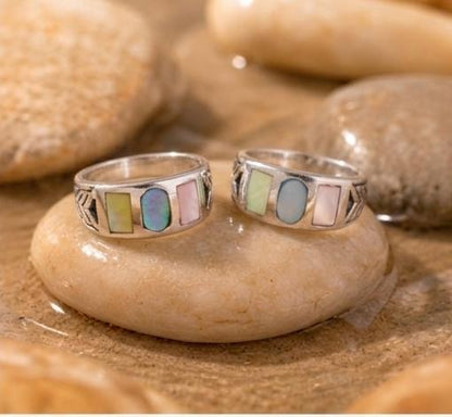 92.5 Sterling Silver & Multi-Stone MOP Toe Rings