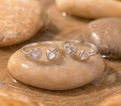 92.5 Sterling Silver Heart Duo MOP Toe Rings