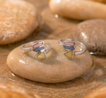 92.5 Sterling Silver Geometric MOP Toe Rings